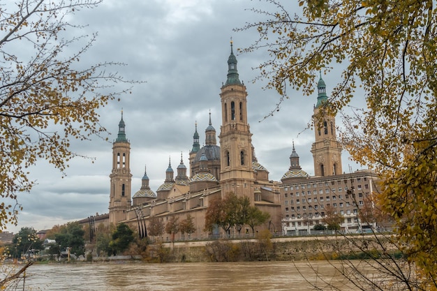 Basilica of Nuestra SeÃÂÃÂ±ora del Pilar from the Ebro river in the city of Zaragoza, Aragon. Spain