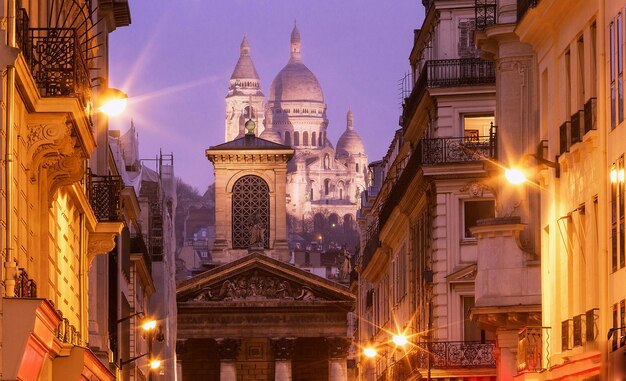 The basilica Sacre Coeur and Notre Dame de Lorette church Paris