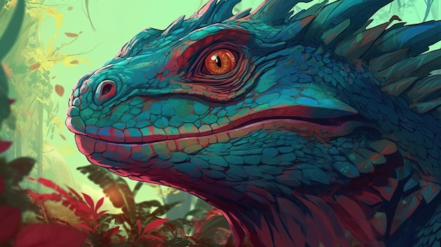 A basilisk petrifying a victim with its gaze Fantasy concept Illustration painting Generative Ai