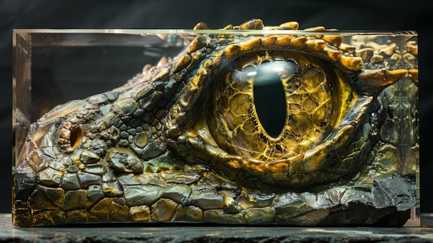 A basilisks eye preserved in a crystal jar gaze of stone