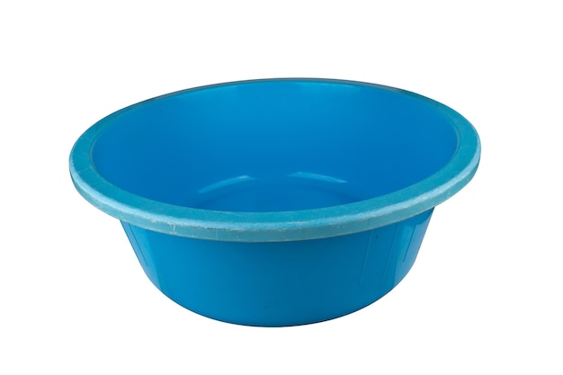 Basin plastic blauw geïsoleerd op een witte achtergrond