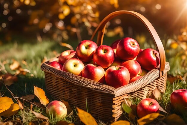 A basket of apples in the sun