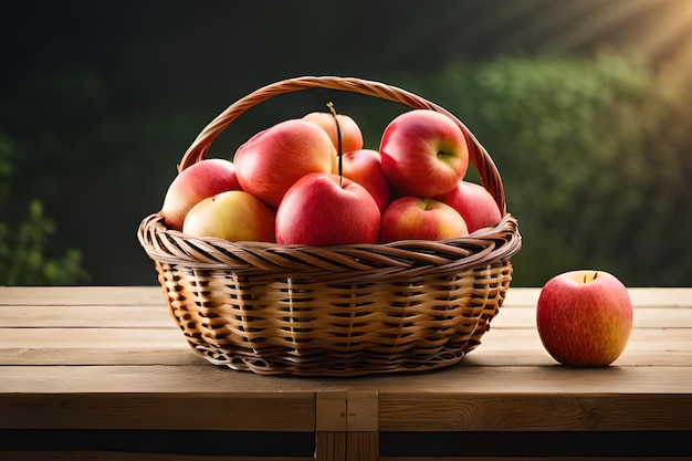 A basket of apples on a table