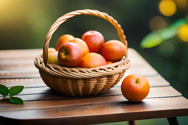 A basket of apples on a table