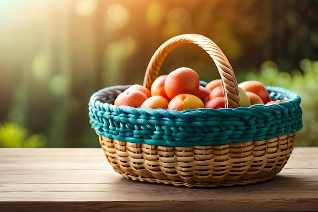 A basket of apples on a table