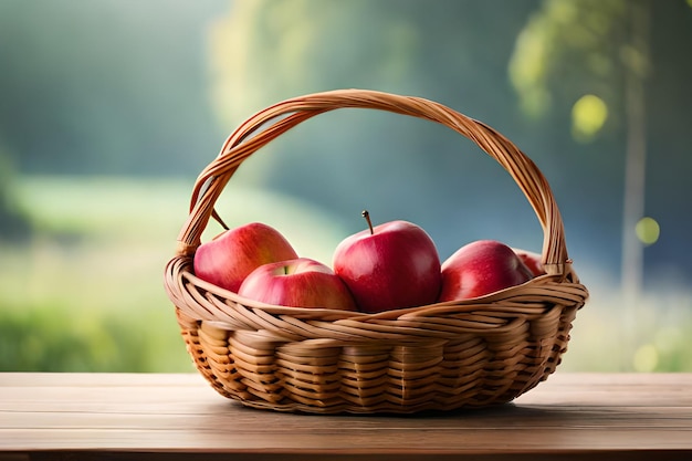 A basket of apples on a table