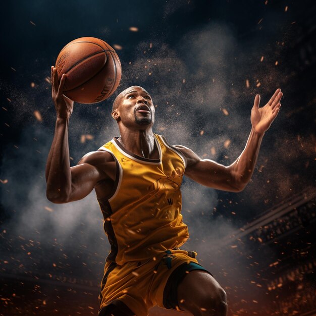 Basket ball game and players HD 8K wallpaper Stock Photographic Image