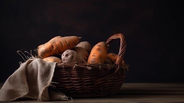 A basket of carrots with a handle