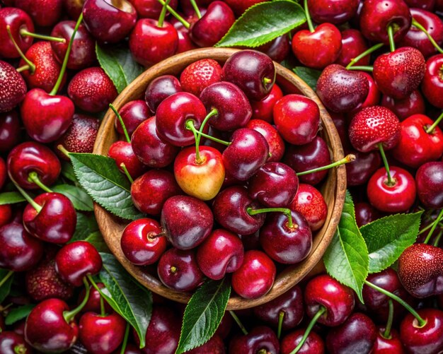 Photo a basket of cherries with a yellow one that says  cherries