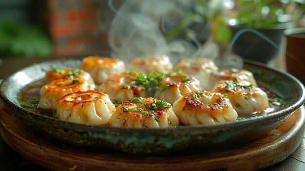 a basket of chinese dumplings