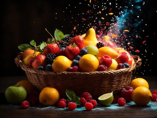 A basket of colorful fruits