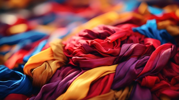 a basket of colorful silks with a colorful background