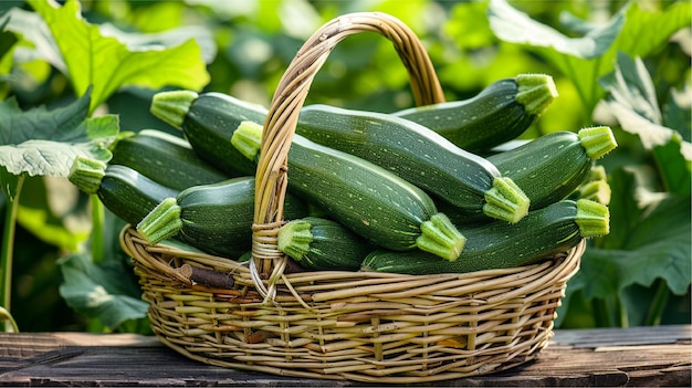 Photo a basket of cucumbers with a basket of cucumbers on the table