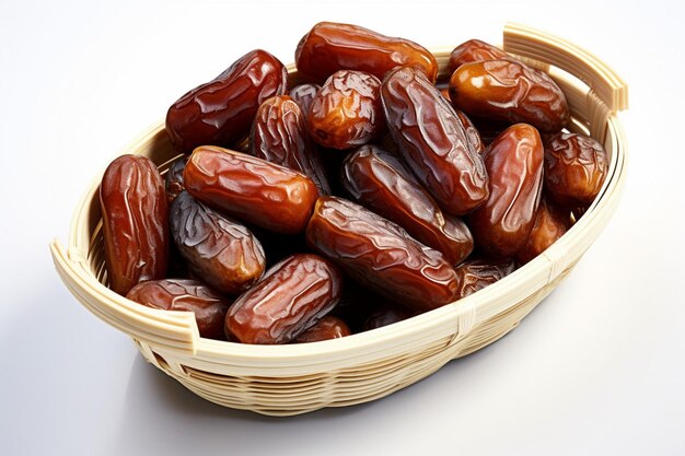 Photo a basket of dates on a white background