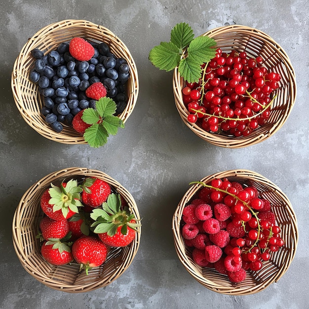 Foto un cesto di deliziosi frutti rossi.