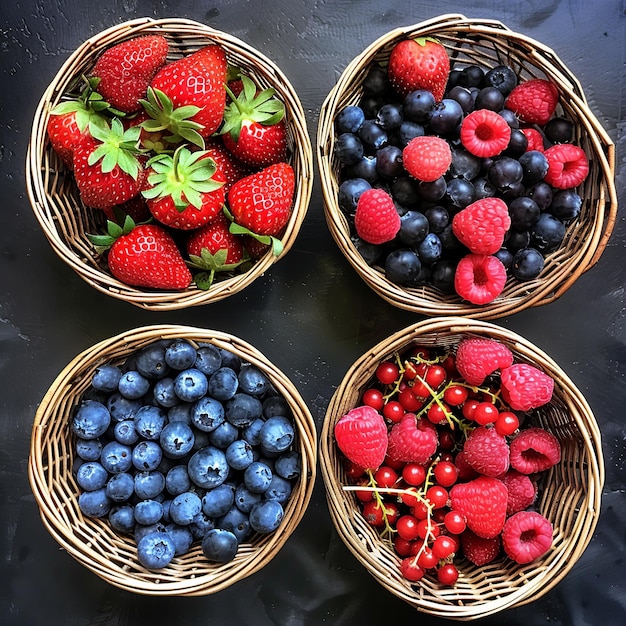 Photo basket of delicious red fruits