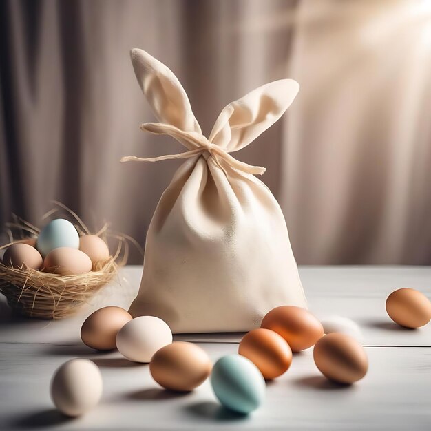 a basket of eggs with a bow on the top