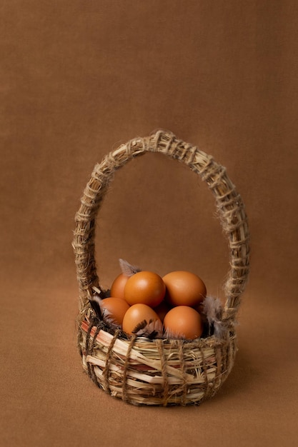 A basket of eggs with the word " on it "