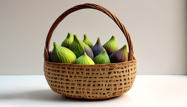 A basket of figs is shown with a white background.