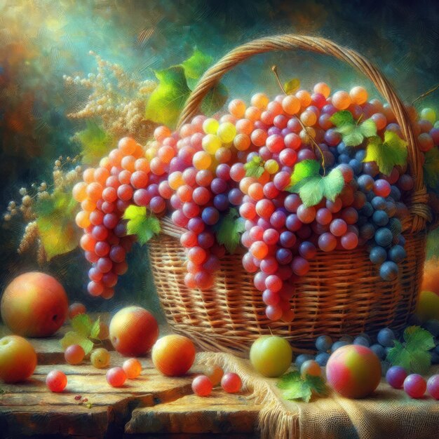 A basket filled to the brim with grapes