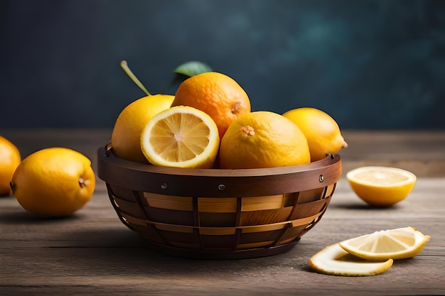 Foto un cesto pieno di limoni amari