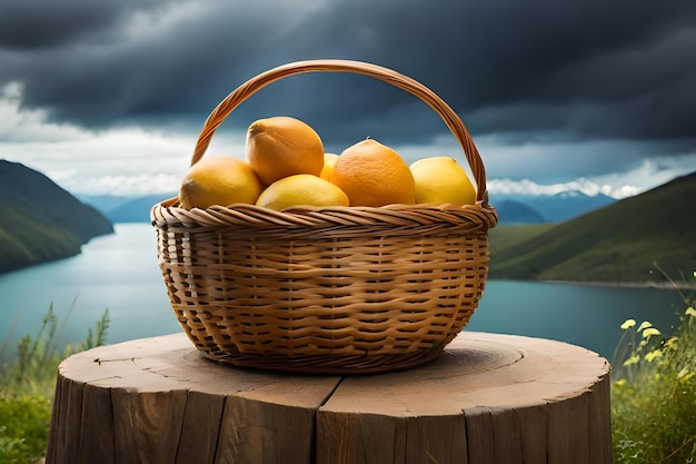 A basket filled with bitter lemons