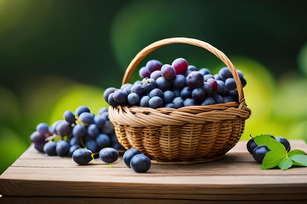 A basket filled with grapes