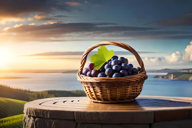 A basket filled with grapes