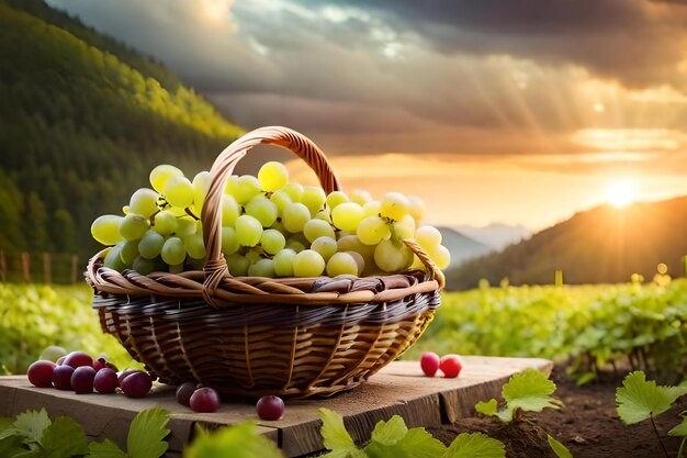 A basket filled with grapes