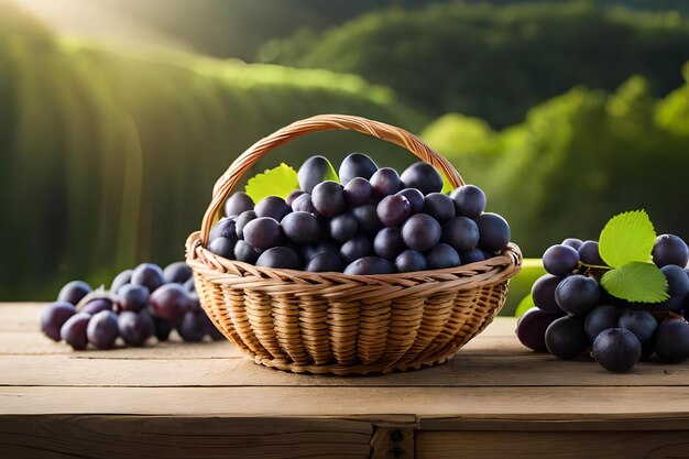 A basket filled with grapes