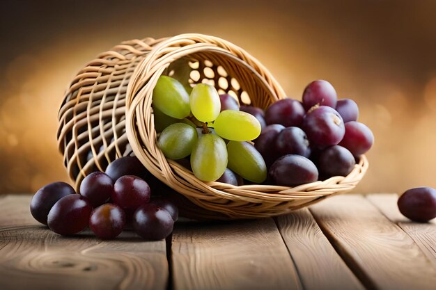 Photo a basket filled with grapes