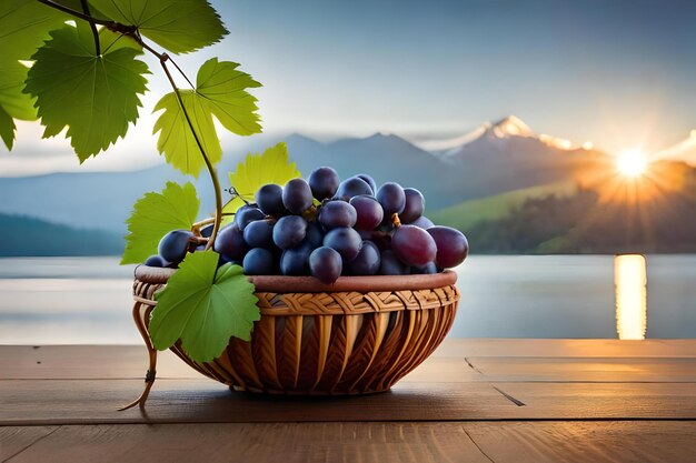 A basket filled with grapes