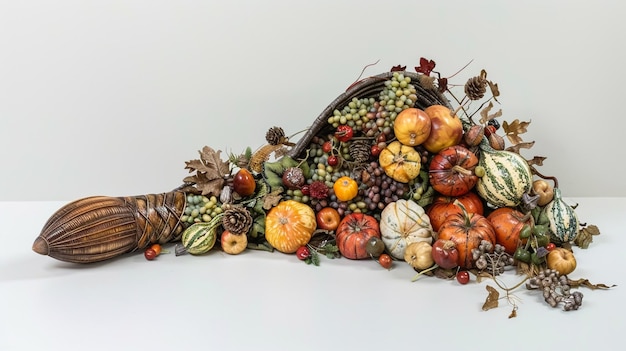 Basket and fresh fruits on wooden table