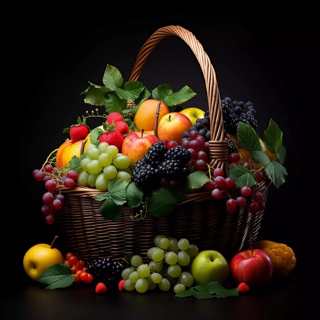 Photo a basket of fresh fruits