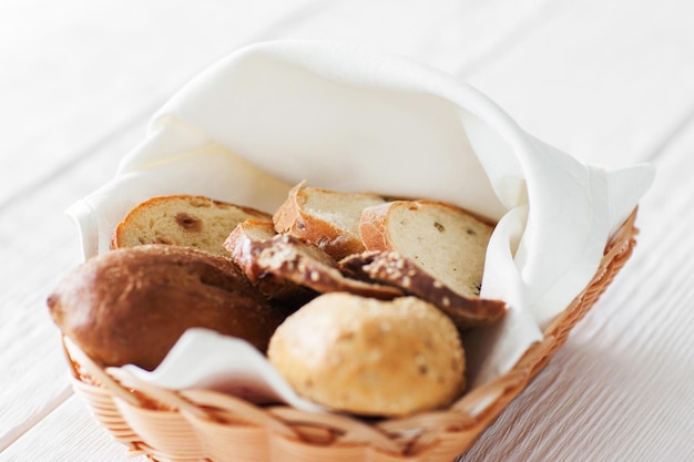 Basket fresh hot bread