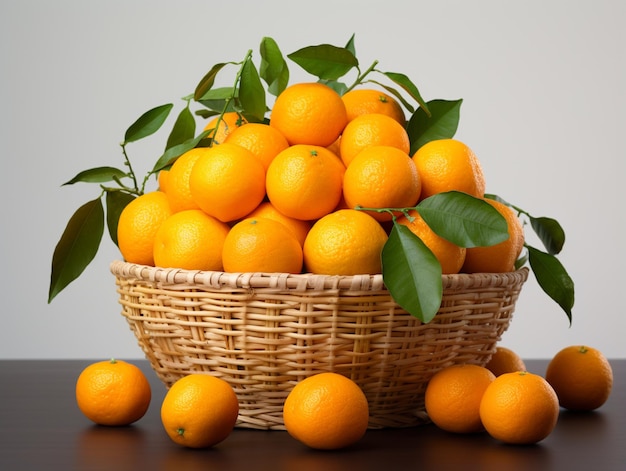 A basket of fresh oranges from the garden
