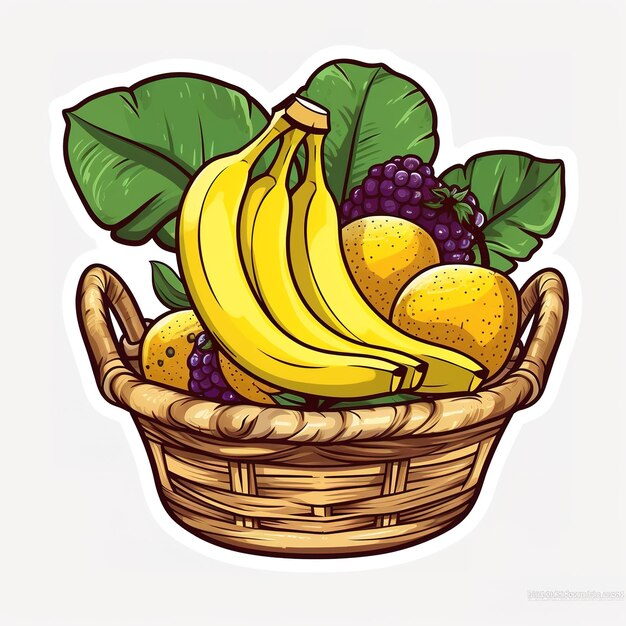 Photo a basket of fruit with a banana and a bunch of bananas.