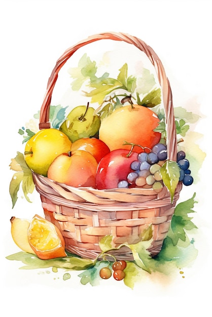 A basket of fruit with a pear and pears