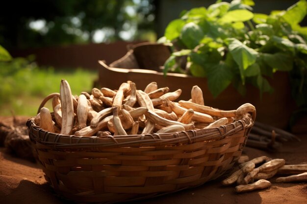 Photo a basket full of cassava