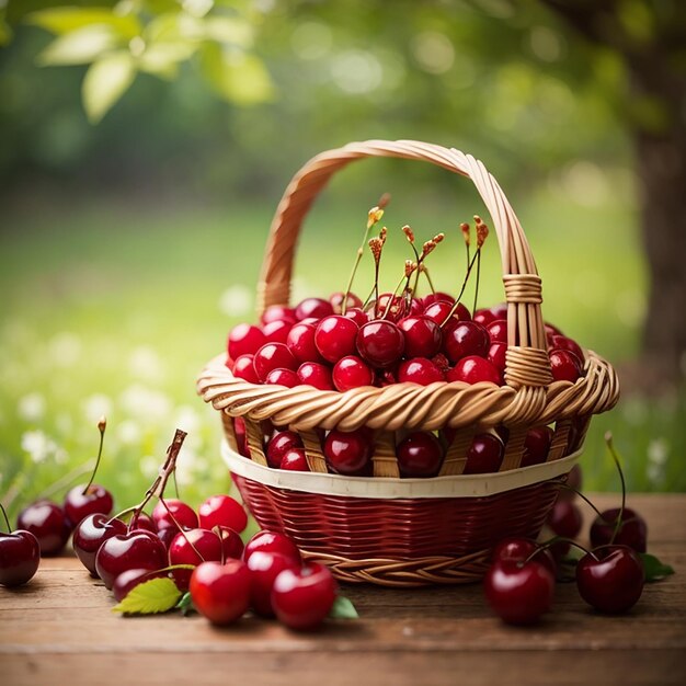 A basket full of cherry fruit