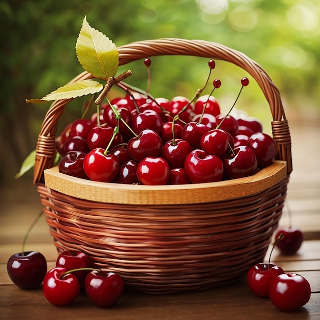 A basket full of cherry fruit