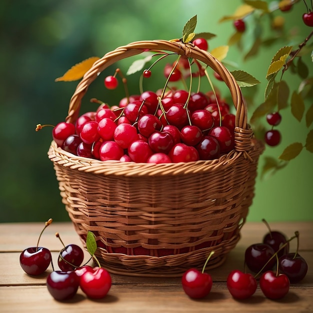 A basket full of cherry fruit