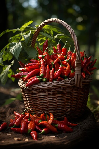 Photo a basket full of chili