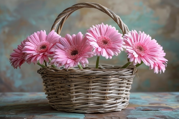 a basket full of flowers in grassy field professional photography