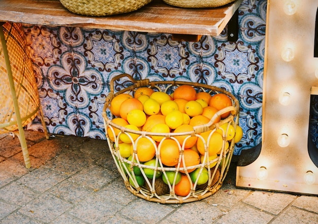 Photo basket full of fresh fruits