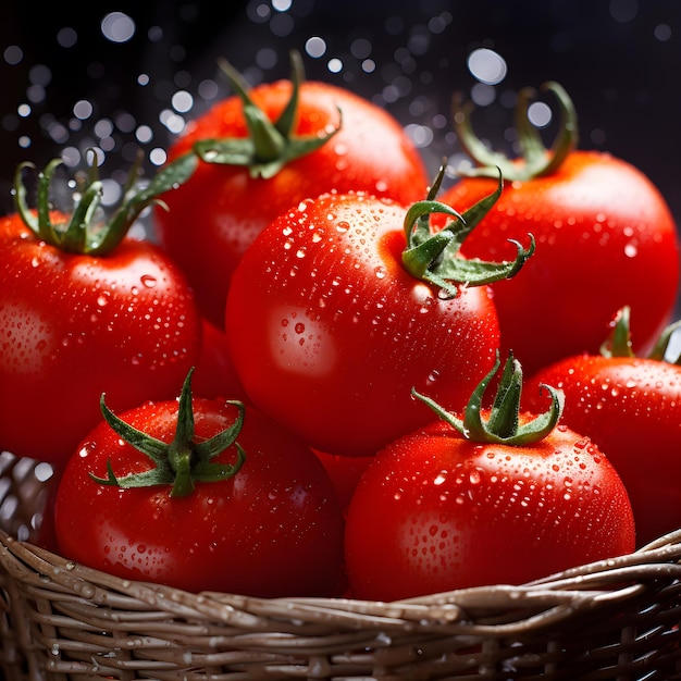 Basket full of fresh tomatoes