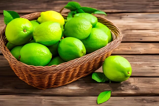 Basket full of green lemons