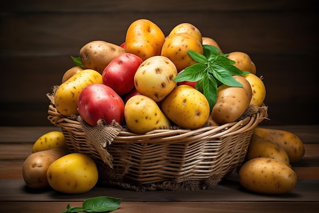 A basket full of organic potatoes