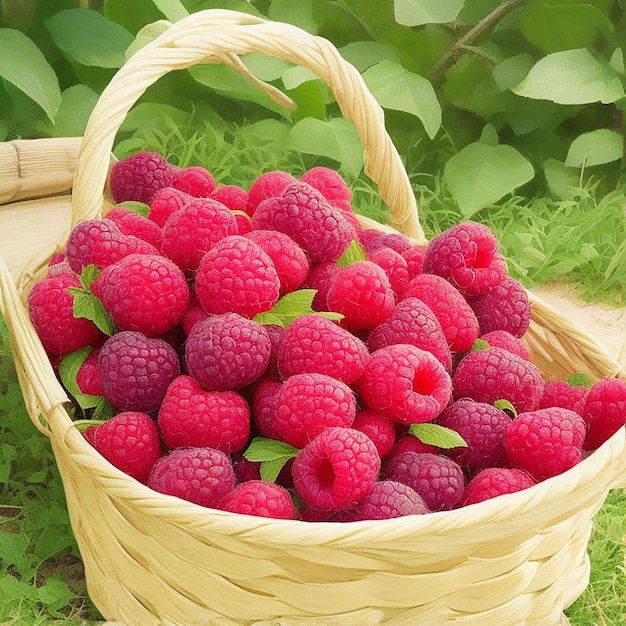 Photo basket full of raspberries