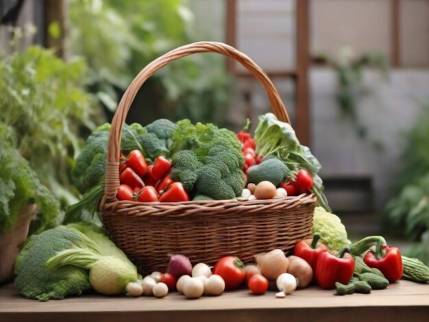 Basket full of vegetables isolated